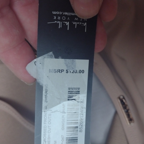 NICOLE Miller taupe one piece swimsuit size medium - Picture 5 of 6